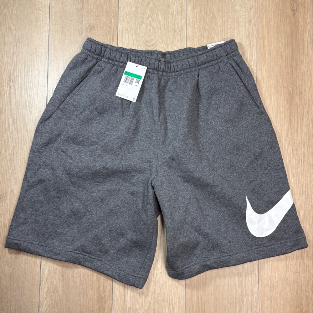 Nike Sportswear Mens XL Tall Fleece Shorts Charcoal Grey Big Swoosh Sweat XLT